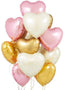 24pcs Heart Foil Balloons Metallic Beige, Gold and Light Pink 18