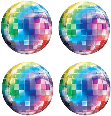 70's Disco Laser Ball Balloons Hangable 4Pcs 22inch