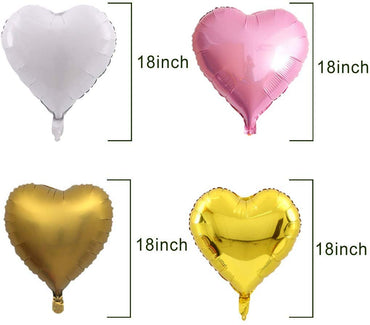 24pcs Heart Foil Balloons Metallic Beige, Gold and Light Pink 18"