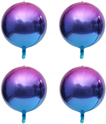Purple and Blue Ombre 4pcs 16" Sphere Foil Balloon