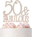 50 and Fabulous Cake Topper - Premium Rose Gold Metal Sparkly Rhinestone Decoration