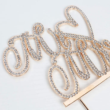 Mr and Mrs Wedding Cake Topper - Premium Rose Gold Metal Rhinstone