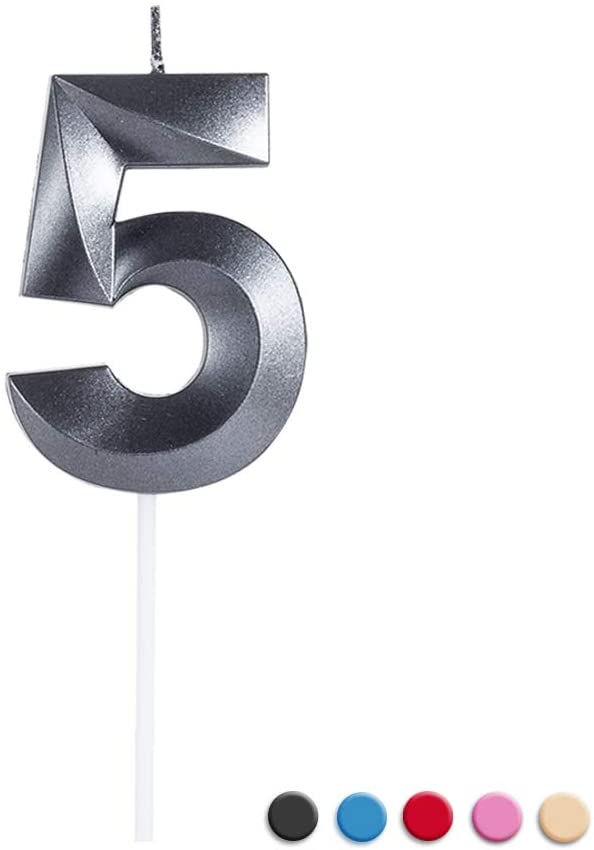 Birthday Candles Extended Big Number Candle Multicolor 3D Design Cake Topper Decoration for Any Celebration(0 Candle Black)