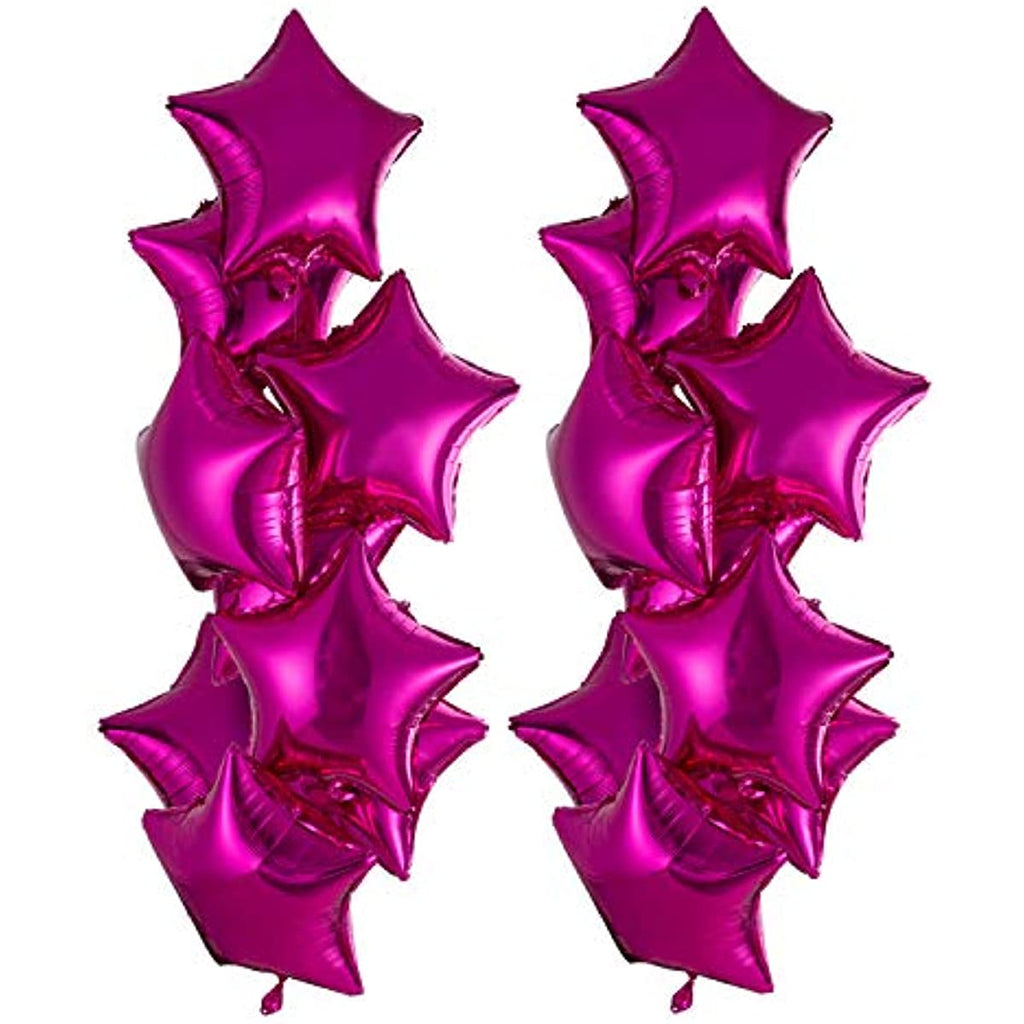 18 Inch 10pcs Hot Pink Star Mylar Balloons Helium Balloons