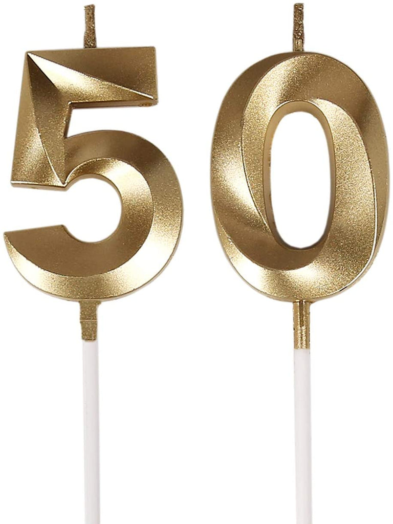 Black 50th Birthday Candles, Number 50 Cake Topper for Men Birthday Decorations Party Decoration