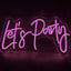 Let's Party 22x12 Inches Custom LED Neon Sign, Neon Sign LED, Neon Sign Letters,Led Neon Sign Wall Light for Home, Kids Room, Bar, Birthday Party, Christmas,Wedding Decor (Pink Let's Party)