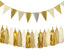 Sparkly Paper Pennant Banner Triangle Flags Bunting 8.2 Feet and Tissue Paper Tassels Garland 15 pcs