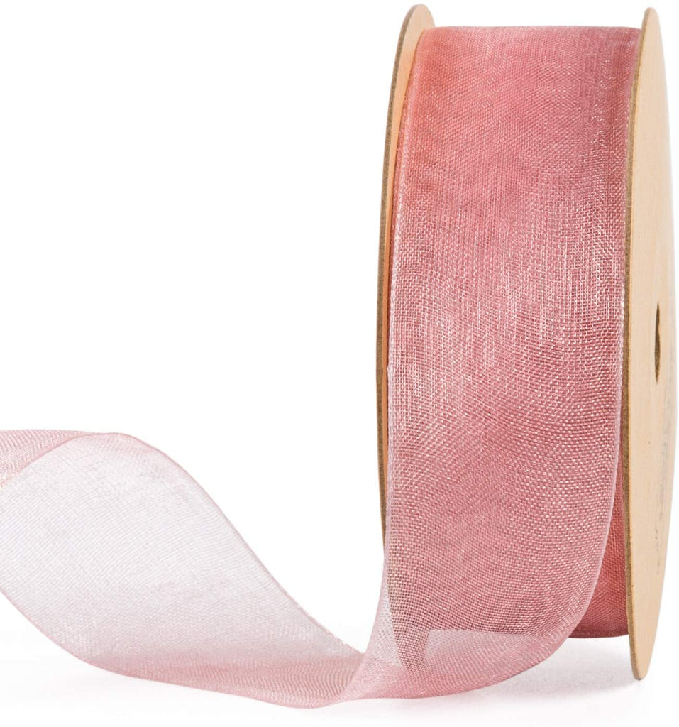 1 Inch Sheer Organza Ribbon - 25 Yards for Gift Wrapping, Bouquet Wrapping, Decoration, Craft - Rose