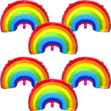 6 Pieces Rainbow Shape Foil Balloons, 38"