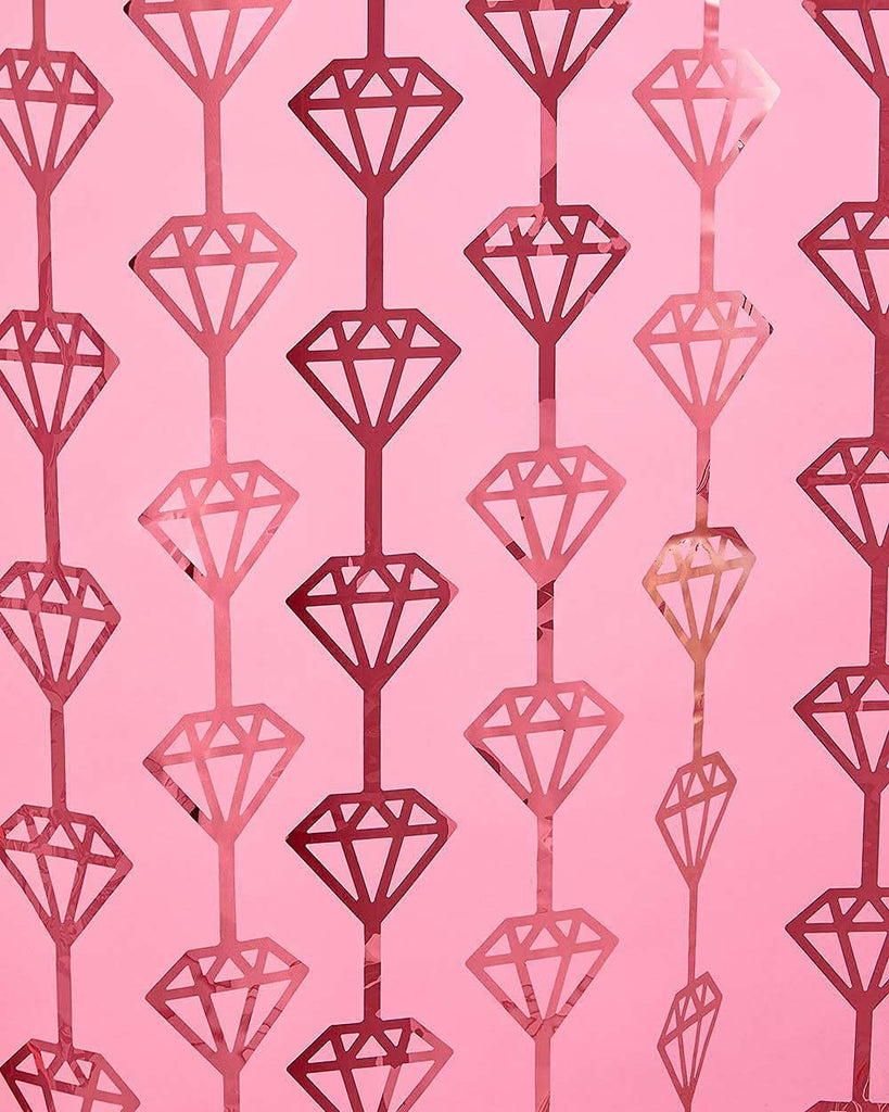 Bachelorette Party Decorations Diamond Foil Curtain - Set of 2, Rose Gold