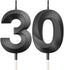 30th Birthday Candles Cake Numeral Candles Happy Birthday Cake Topper Decoration for Birthday Party Wedding Anniversary Celebration Supplies (Black)