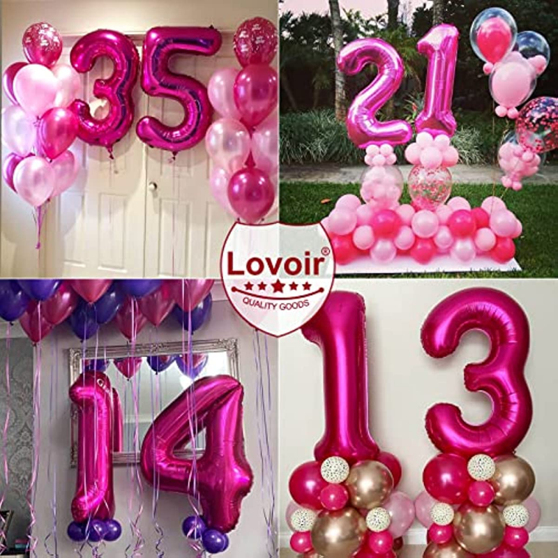 40 Inch Hot Pink Number 1 Balloon Large Size Jumbo Digit Mylar Foil Helium Bright Pink Balloons for Birthday Party Celebration Decorations Graduations Anniversary Baby Shower Photo Shoot