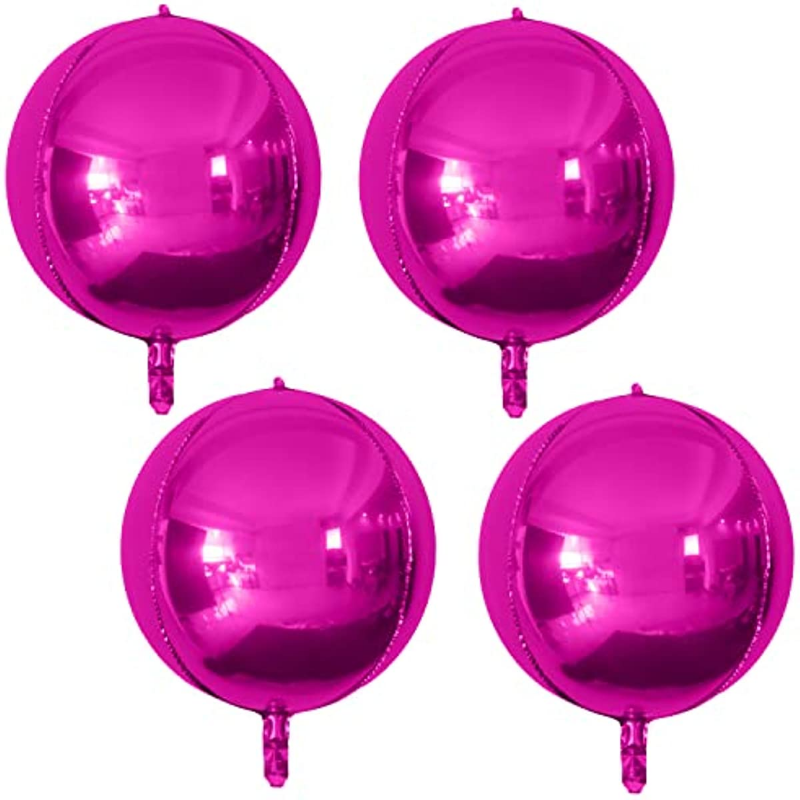 4pcs Giant Hot Pink 4D Foil Balloons, 22 Inches