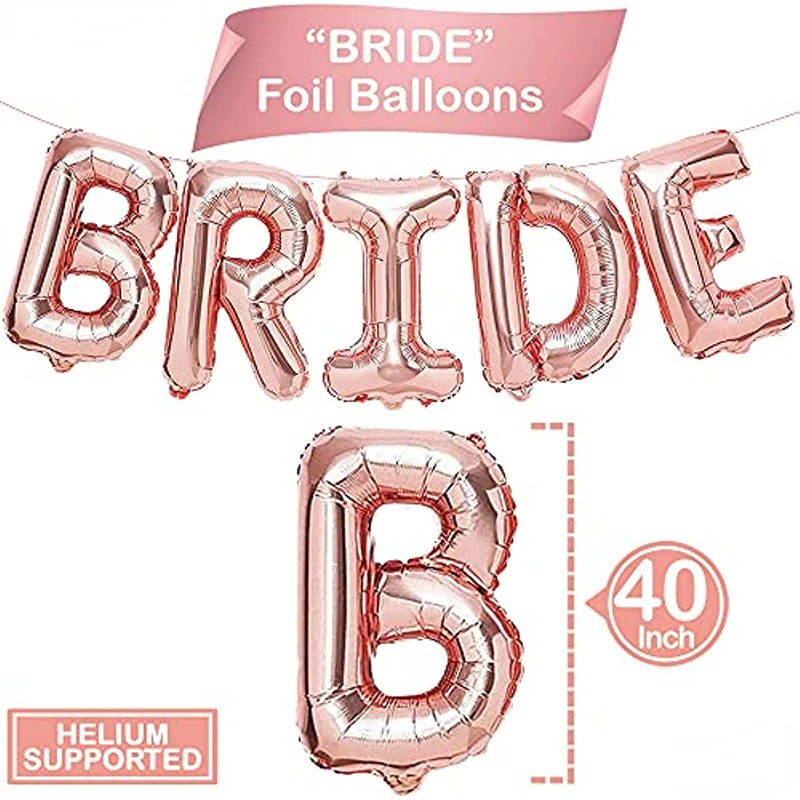 Large Rose Gold Bride Letter Foil Balloons Bachelorette - 40 Inch, Helium Available